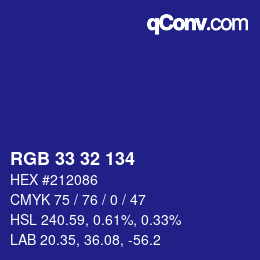 Color code: RGB 33 32 134 | qconv.com