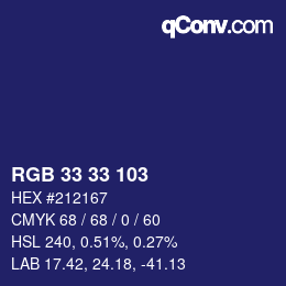 Color code: RGB 33 33 103 | qconv.com