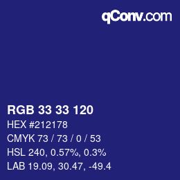 Color code: RGB 33 33 120 | qconv.com