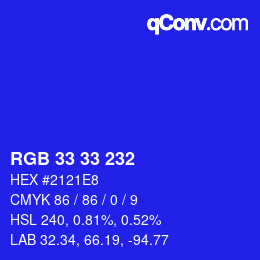 Color code: RGB 33 33 232 | qconv.com