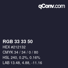 Color code: RGB 33 33 50 | qconv.com