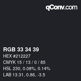 颜色代码: RGB 33 34 39 | qconv.com