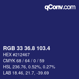 カラーコード: RGB 33 36.8 103.4 | qconv.com