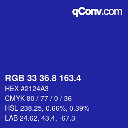 カラーコード: RGB 33 36.8 163.4 | qconv.com