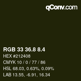 カラーコード: RGB 33 36.8 8.4 | qconv.com