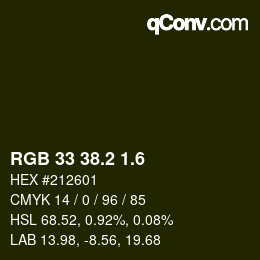 カラーコード: RGB 33 38.2 1.6 | qconv.com