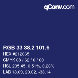 カラーコード: RGB 33 38.2 101.6 | qconv.com