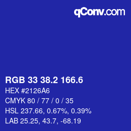 カラーコード: RGB 33 38.2 166.6 | qconv.com