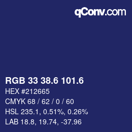 カラーコード: RGB 33 38.6 101.6 | qconv.com