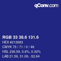 カラーコード: RGB 33 38.6 131.6 | qconv.com