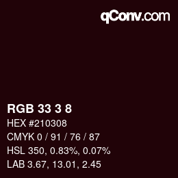 Color code: RGB 33 3 8 | qconv.com