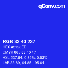 Color code: RGB 33 40 237 | qconv.com