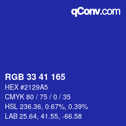Color code: RGB 33 41 165 | qconv.com
