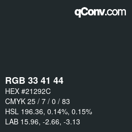 颜色代码: RGB 33 41 44 | qconv.com