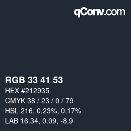Color code: RGB 33 41 53 | qconv.com