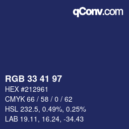 Color code: RGB 33 41 97 | qconv.com