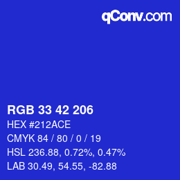 カラーコード: RGB 33 42 206 | qconv.com