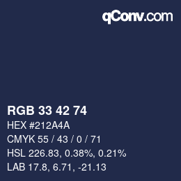 Code couleur: RGB 33 42 74 | qconv.com