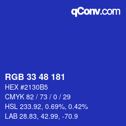 Color code: RGB 33 48 181 | qconv.com