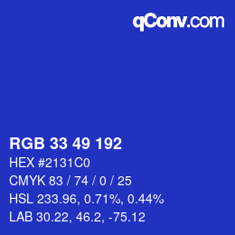 颜色代码: RGB 33 49 192 | qconv.com