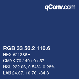 カラーコード: RGB 33 56.2 110.6 | qconv.com