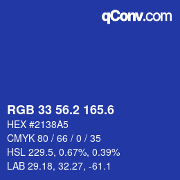カラーコード: RGB 33 56.2 165.6 | qconv.com