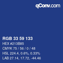 Code couleur: RGB 33 59 133 | qconv.com