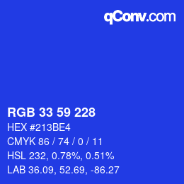 颜色代码: RGB 33 59 228 | qconv.com