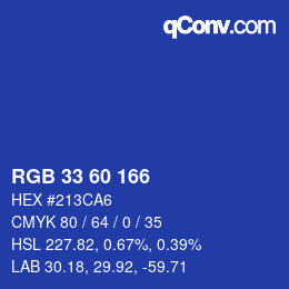 カラーコード: RGB 33 60 166 | qconv.com