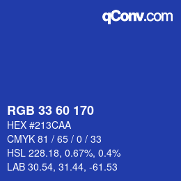 Color code: RGB 33 60 170 | qconv.com