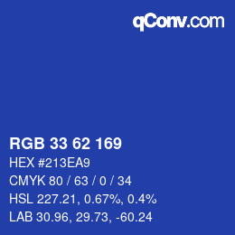 カラーコード: RGB 33 62 169 | qconv.com