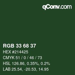Color code: RGB 33 68 37 | qconv.com