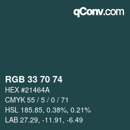 Código de color: RGB 33 70 74 | qconv.com