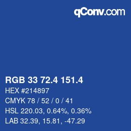カラーコード: RGB 33 72.4 151.4 | qconv.com