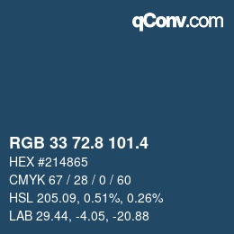 カラーコード: RGB 33 72.8 101.4 | qconv.com