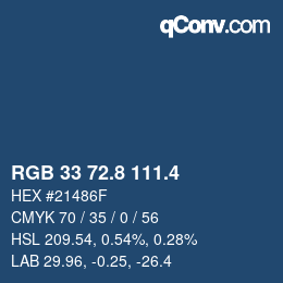 カラーコード: RGB 33 72.8 111.4 | qconv.com