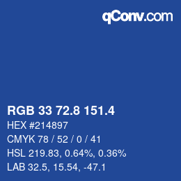 カラーコード: RGB 33 72.8 151.4 | qconv.com