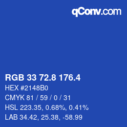 カラーコード: RGB 33 72.8 176.4 | qconv.com