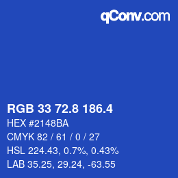 カラーコード: RGB 33 72.8 186.4 | qconv.com