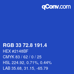 カラーコード: RGB 33 72.8 191.4 | qconv.com