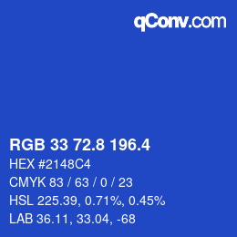 カラーコード: RGB 33 72.8 196.4 | qconv.com