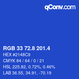 カラーコード: RGB 33 72.8 201.4 | qconv.com