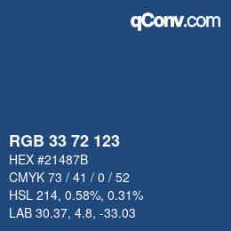 カラーコード: RGB 33 72 123 | qconv.com