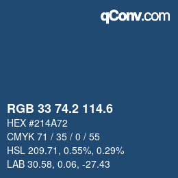 カラーコード: RGB 33 74.2 114.6 | qconv.com