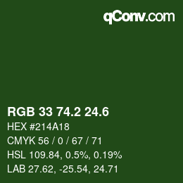 カラーコード: RGB 33 74.2 24.6 | qconv.com