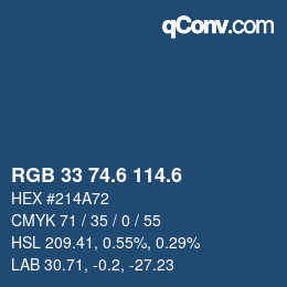 カラーコード: RGB 33 74.6 114.6 | qconv.com