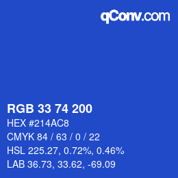 Color code: RGB 33 74 200 | qconv.com