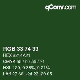 Código de color: RGB 33 74 33 | qconv.com