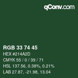 Código de color: RGB 33 74 45 | qconv.com