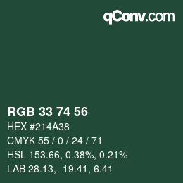 Código de color: RGB 33 74 56 | qconv.com